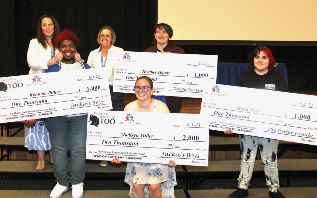 True Colors awarded (5) seniors with scholarship money for post-secondary educational opportunities.